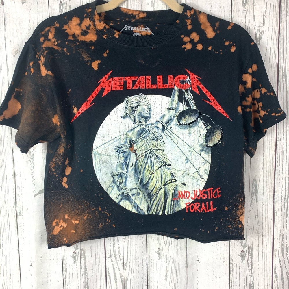 Metallica Swarovski crystal tye dye hand shirt